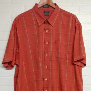 Arrow men's salmon color, casual tropical short sleeve button shirt. XXL Big man